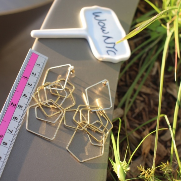 New 925 dangling geometric long gold earrings - Picture 5 of 6